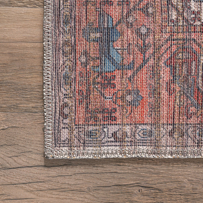 Oriental Washable Area Rug in Rust for Home Decor