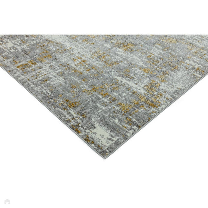 Orion OR07 Abstract Modern Distressed Textured Soft-Touch Metallic Shimmer Keltainen/harmaa/kermanvärinen matto