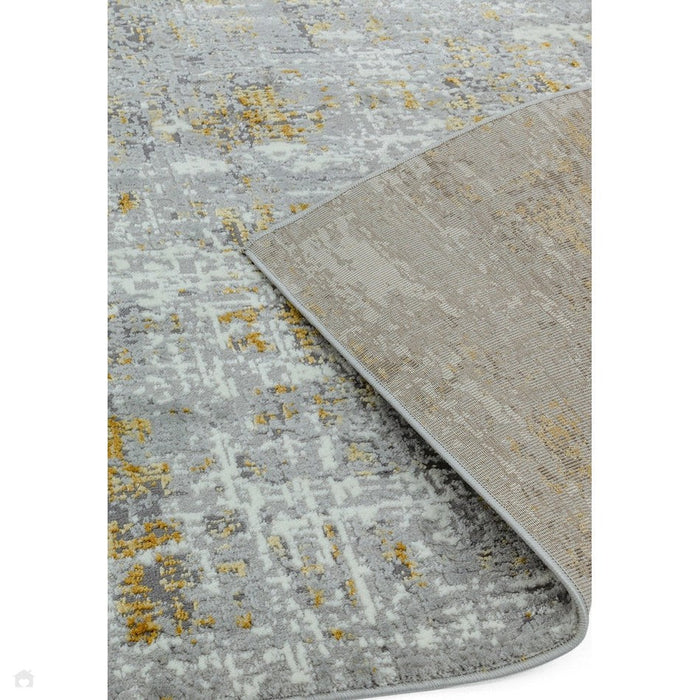 Orion OR07 Abstract Modern Distressed Textured Soft-Touch Metallic Shimmer Keltainen/harmaa/kermanvärinen matto