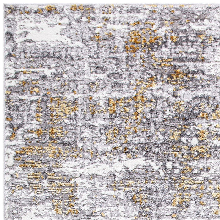 Orion OR07 Abstract Modern Distressed Textured Soft-Touch Metallic Shimmer Keltainen/harmaa/kermanvärinen matto