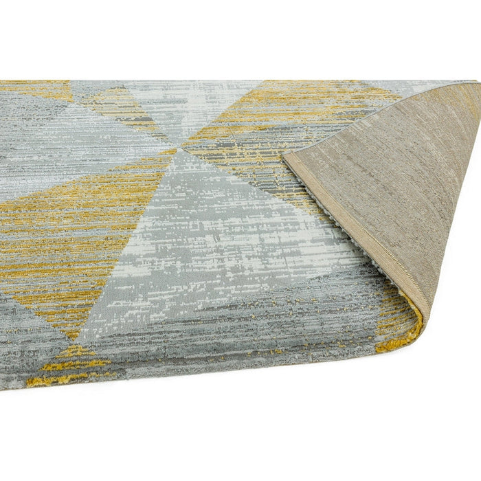 Orion OR12 Blokken Modern Geometrisch Distressed Textured Soft-Touch Metallic Shimmer Geel/Grijs/Zilver Vloerkleed