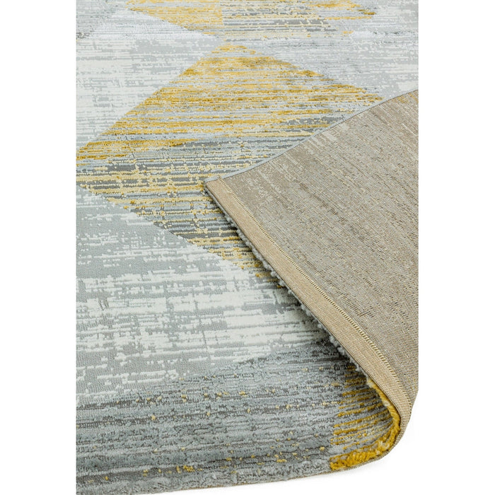 Orion OR12 Blokken Modern Geometrisch Distressed Textured Soft-Touch Metallic Shimmer Geel/Grijs/Zilver Vloerkleed