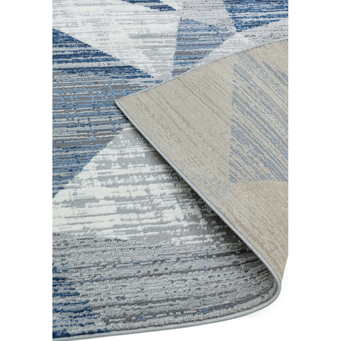 Orion OR14 Blokken Modern Geometrisch Distressed Textured Soft-Touch Metallic Shimmer Blauw/Grijs/Zilver Vloerkleed