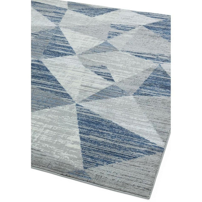 Orion OR14 Blokken Modern Geometrisch Distressed Textured Soft-Touch Metallic Shimmer Blauw/Grijs/Zilver Vloerkleed