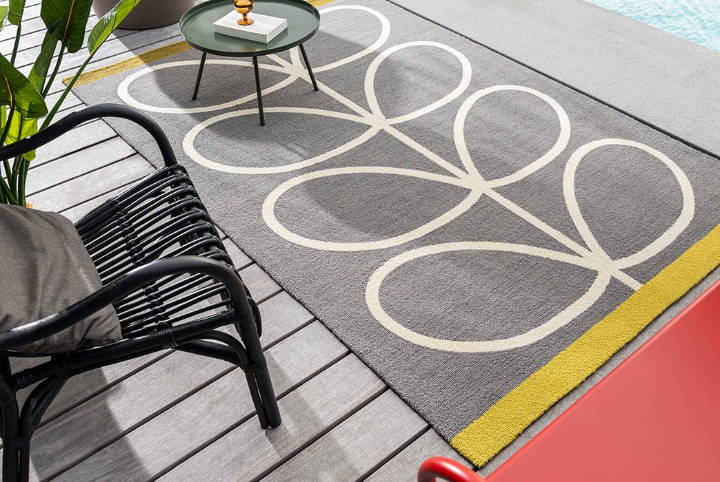 Orla Kiely Giant Linear Stem Outdoor Slate 460605 Rug