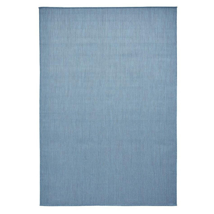 POP! Plain Durable Stain-Resistant Weatherproof Flatweave In-Outdoor Blue Rug