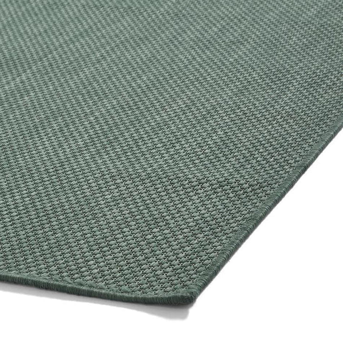 POP! Plain Durable Stain-Resistant Weatherproof Flatweave In-Outdoor Dark Green Rug