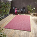 POP! Plain Durable Stain-Resistant Weatherproof Flatweave In-Outdoor Red Rug