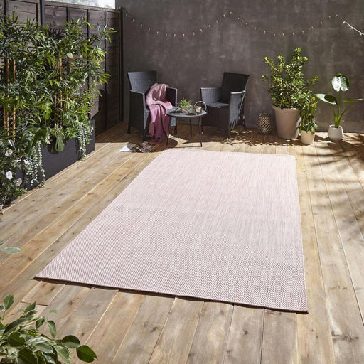 POP! Plain Durable Stain-Resistant Weatherproof Flatweave In-Outdoor Rose Rug