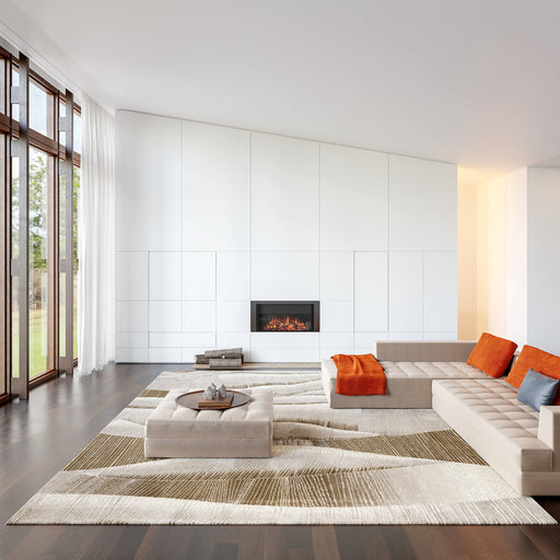 Pahad Abstract Washable Area Rug in Beige Color