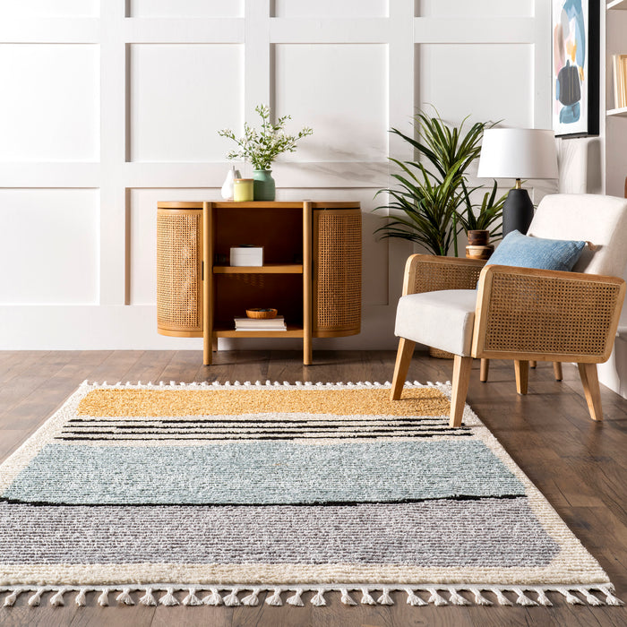 Pastel Beige Area Rug for Contemporary or Bohemian Decor