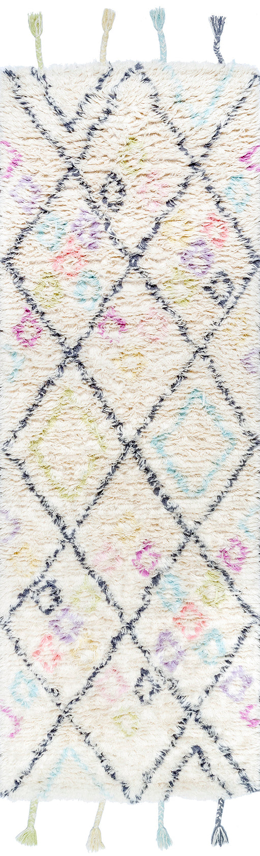 Pastel Diamond Area Rug for Nursery in Off White 140x200 cm