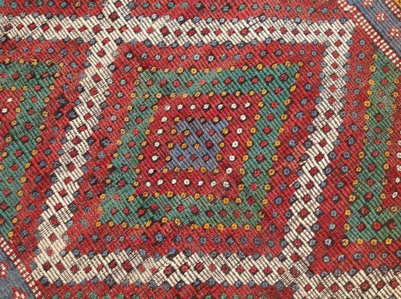 Pastel Embroidered Turkish Kilim Rug 309cm x 172cm