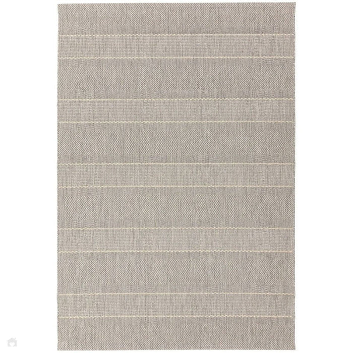 Patio PAT03 Stripe Moderni kestävä, tahraa hylkivä, säänkestävä litteä kudos ulkokäyttöön beige/kermanvärinen matto