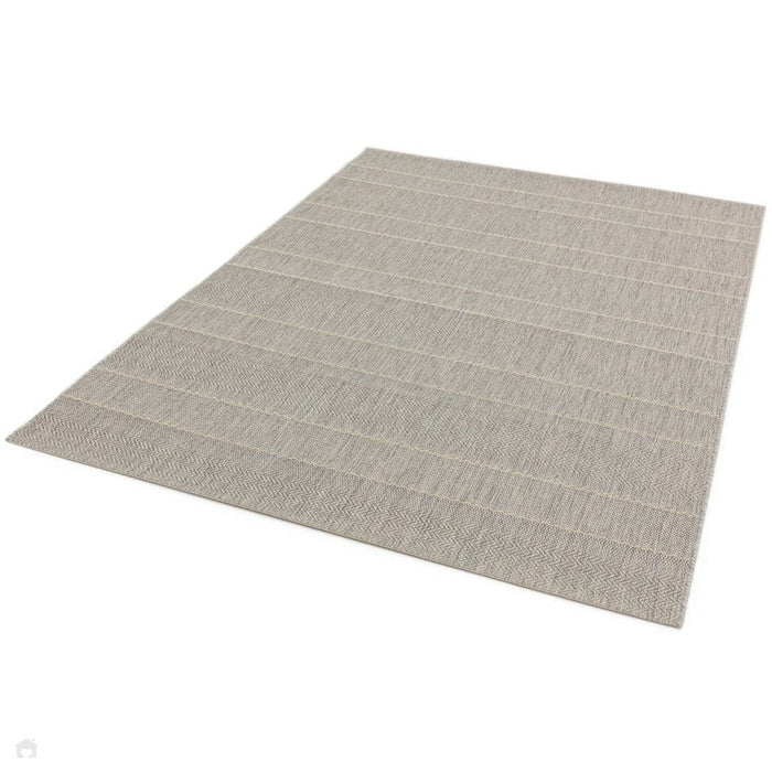 Patio PAT03 Stripe Moderni kestävä, tahraa hylkivä, säänkestävä litteä kudos ulkokäyttöön beige/kermanvärinen matto