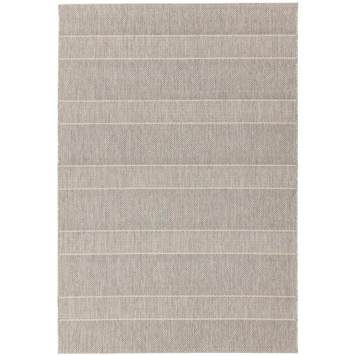 Patio PAT03 Stripe Moderni kestävä, tahraa hylkivä, säänkestävä litteä kudos ulkokäyttöön beige/kermanvärinen matto