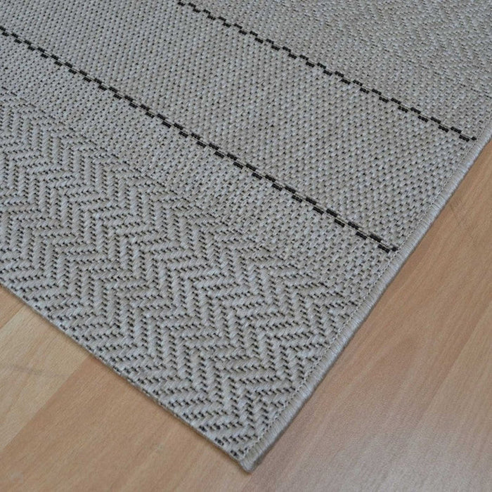 Patio PAT03 Stripe Modern Durable Stain-Resistant Weatherproof Flatweave In-Outdoor Beige/Cream Runner