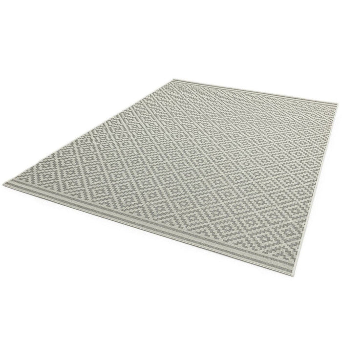 Patio PAT11 Diamond Modern Geometrisch Duurzaam Vlekbestendig Weerbestendig Flatweave Binnenshuis Grijs/Crème Vloerkleed