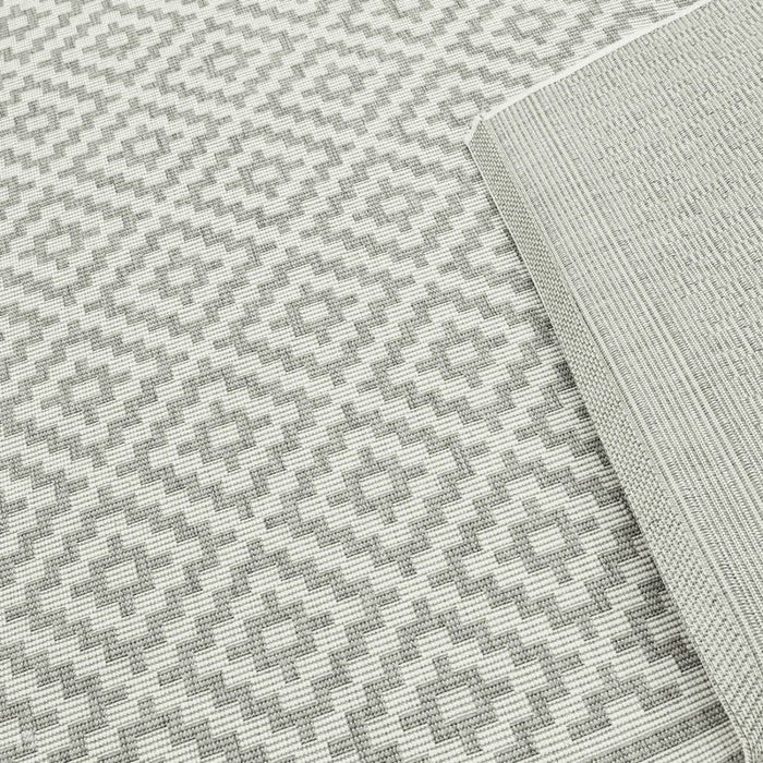 Patio PAT11 Diamond Modern Geometrisch Duurzaam Vlekbestendig Weerbestendig Flatweave Binnenshuis Grijs/Crème Vloerkleed