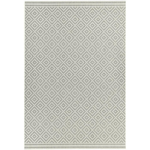 Patio PAT11 Diamond Modern Geometric Durable Stain-Resistant Weatherproof Flatweave In-Outdoor Grey/Cream Rug