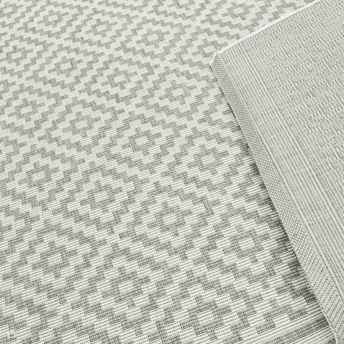 Patio PAT11 Diamond Modern Geometric Durable Stain-Resistant Weatherproof Flatweave In-Outdoor Grey/Cream Runner