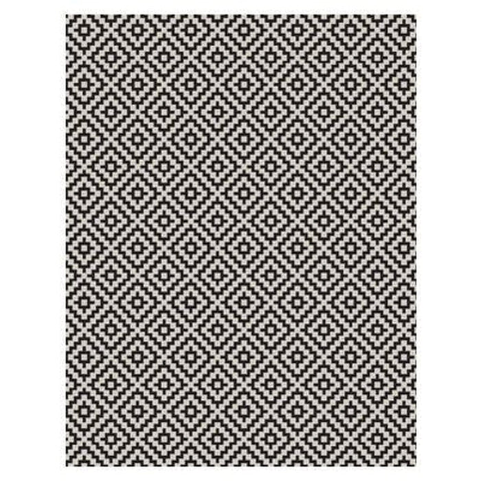 Patio PAT12 Diamond Mono Modern Geometric Durable Stain-Resistant Weatherproof Flatweave In-Outdoor Black/White Rug