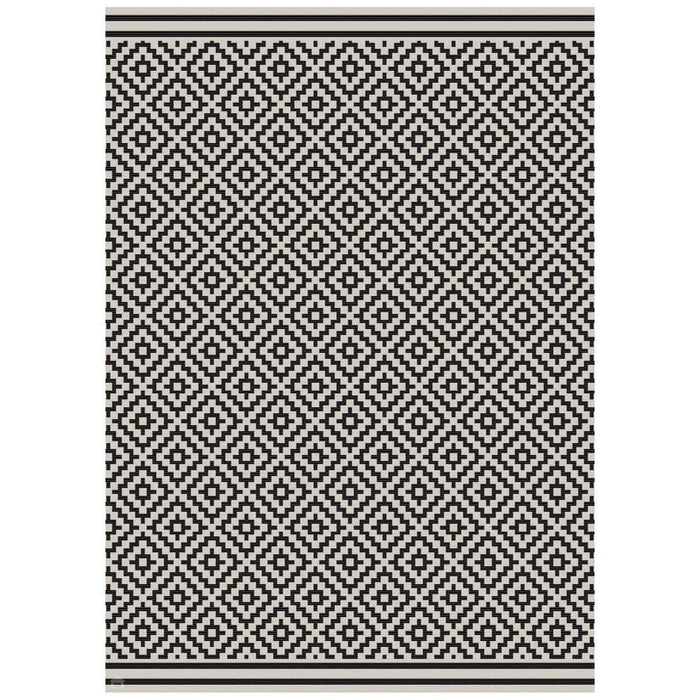 Patio PAT12 Diamond Mono Modern Geometric Durable Stain-Resistant Weatherproof Flatweave In-Outdoor Black/White Rug