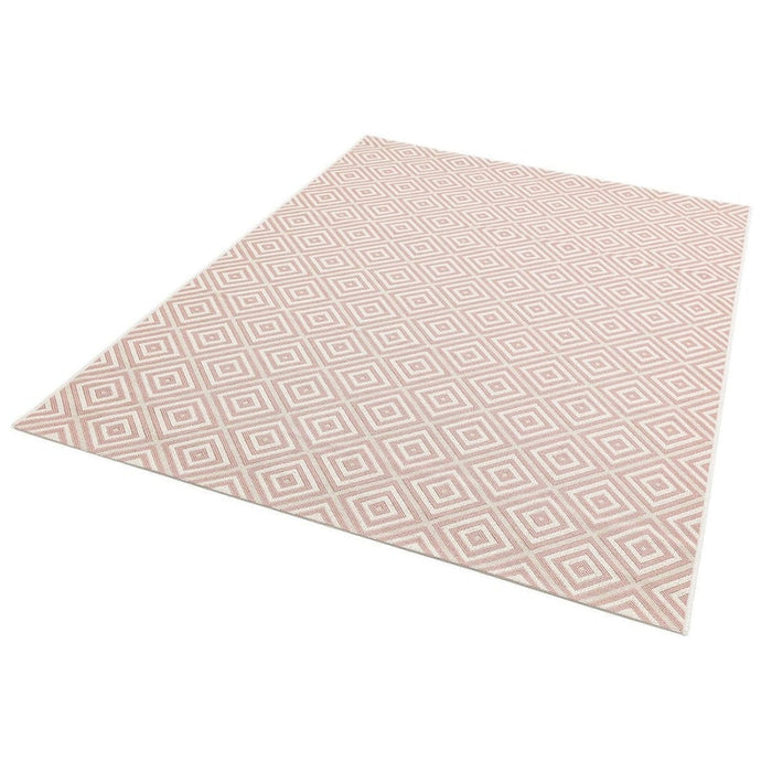 Patio PAT13 Jewel Modern Geometric Durable Stain-Resistant Weatherproof Flatweave In-Outdoor Pink Rug