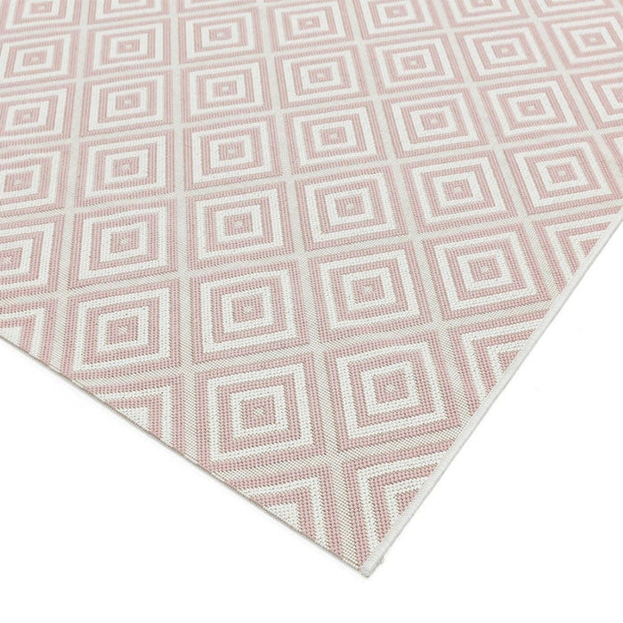 Patio PAT13 Jewel Modern Geometric Durable Stain-Resistant Weatherproof Flatweave In-Outdoor Pink Rug