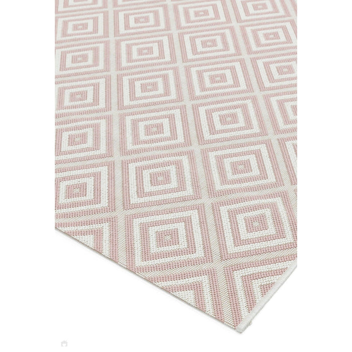 Patio PAT13 Jewel Modern Geometric Durable Stain-Resistant Weatherproof Flatweave In-Outdoor Pink Rug