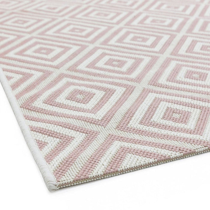 Patio PAT13 Jewel Modern Geometric Durable Stain-Resistant Weatherproof Flatweave In-Outdoor Pink Rug