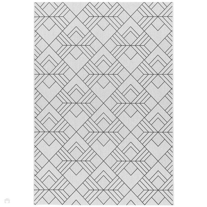 Patio PAT16 Deco Modern Geometric Durable Stain-Resistant Weatherproof Flatweave In-Outdoor Ivory Rug