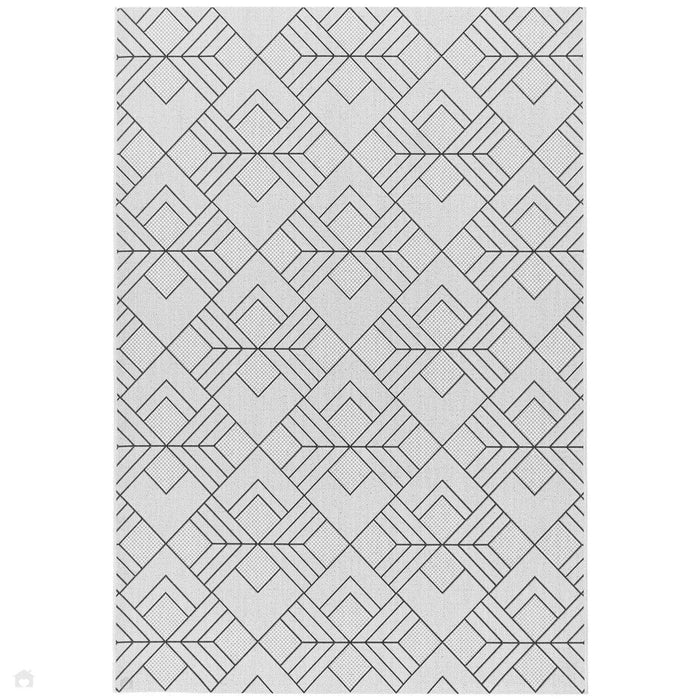 Patio PAT16 Deco Modern Geometric Durable Stain-Resistant Weatherproof Flatweave In-Outdoor Ivory Rug