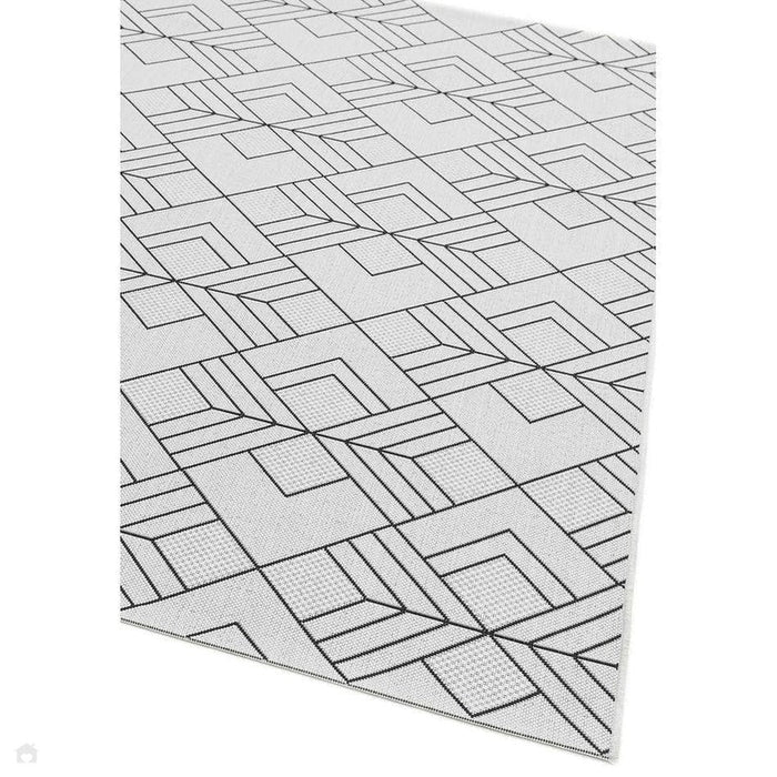 Patio PAT16 Deco Modern Geometric Durable Stain-Resistant Weatherproof Flatweave In-Outdoor Ivory Rug