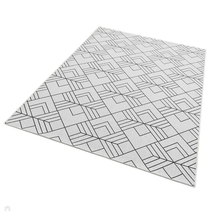 Patio PAT16 Deco Modern Geometric Durable Stain-Resistant Weatherproof Flatweave In-Outdoor Ivory Rug