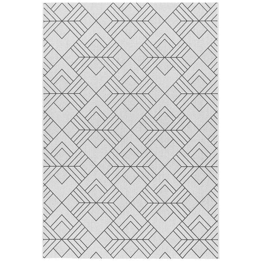 Patio PAT16 Deco Modern Geometric Durable Stain-Resistant Weatherproof Flatweave In-Outdoor Ivory Rug