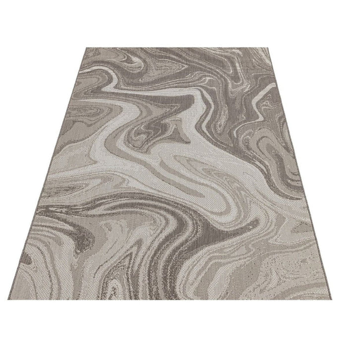 Patio PAT20 Marmer Modern Abstract Duurzaam Vlekbestendig Weerbestendig Flatweave Natuurlijk vloerkleed voor buiten