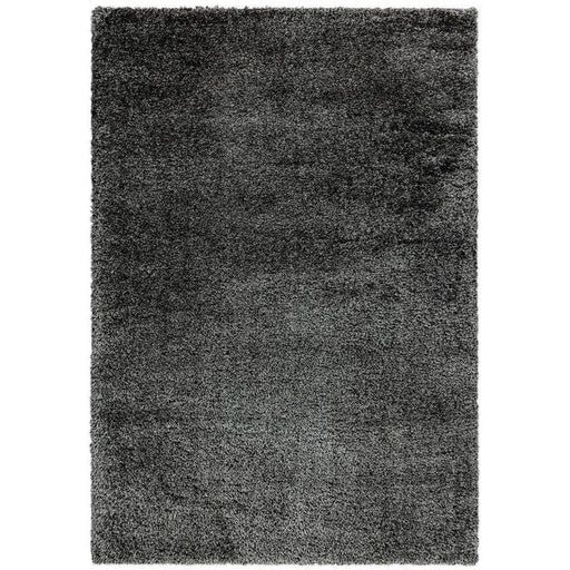 Payton Soft Shimmer Silky Polyester Plain Shaggy Charcoal Rug