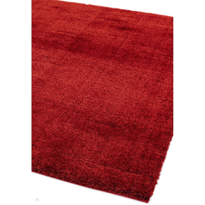 Payton Soft Shimmer Silky Polyester Plain Shaggy Red Rug