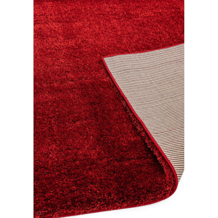 Payton Soft Shimmer Silky Polyester Plain Shaggy Red Rug