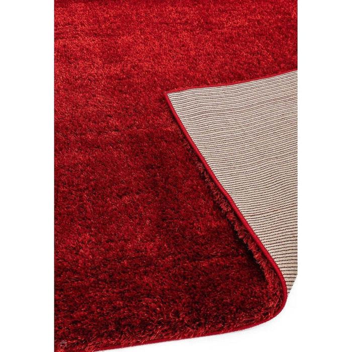 Payton Soft Shimmer Silky Polyester Plain Shaggy Red Rug