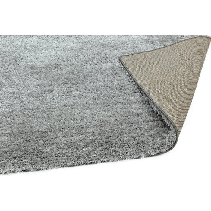 Payton Soft Shimmer Silky Polyester Plain Shaggy Silver Rug