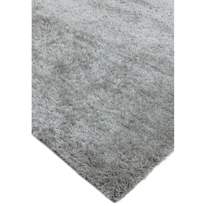 Payton Soft Shimmer Silky Polyester Plain Shaggy Silver Rug