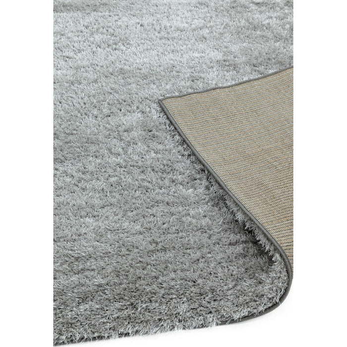 Payton Soft Shimmer Silky Polyester Plain Shaggy Silver Rug