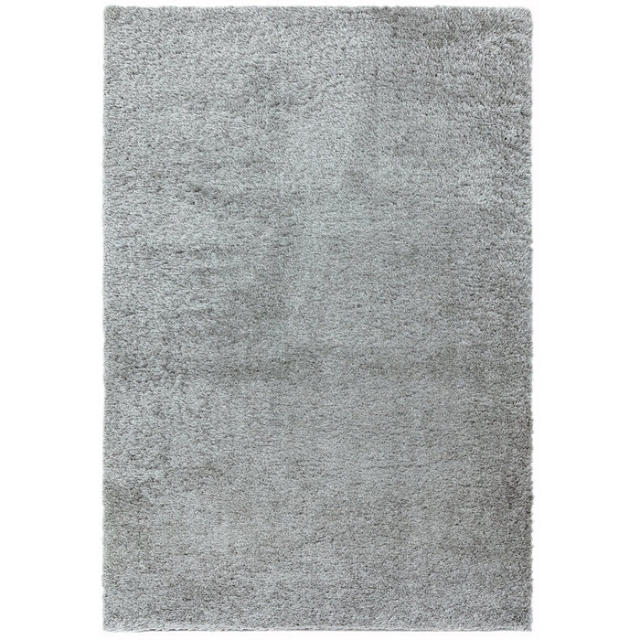Payton Soft Shimmer Silky Polyester Plain Shaggy Silver Rug