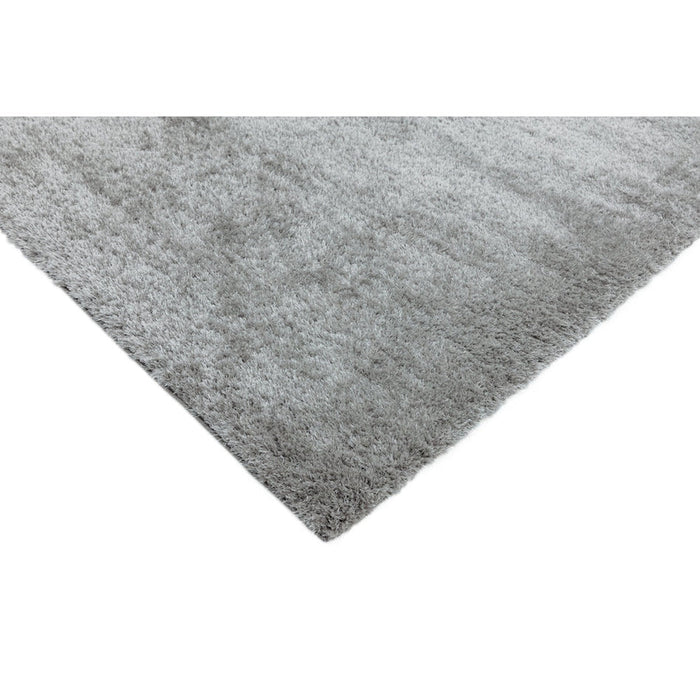 Payton Soft Shimmer Silky Polyester Plain Shaggy Silver Rug