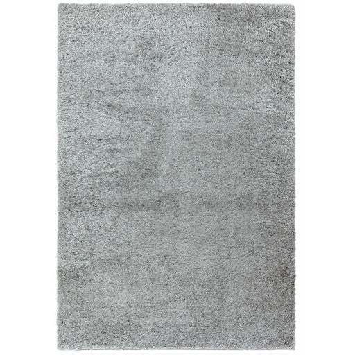 Payton Soft Shimmer Silky Polyester Plain Shaggy Silver Rug