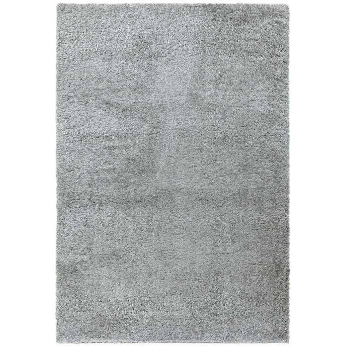 Payton Soft Shimmer Silky Polyester Plain Shaggy Silver Rug