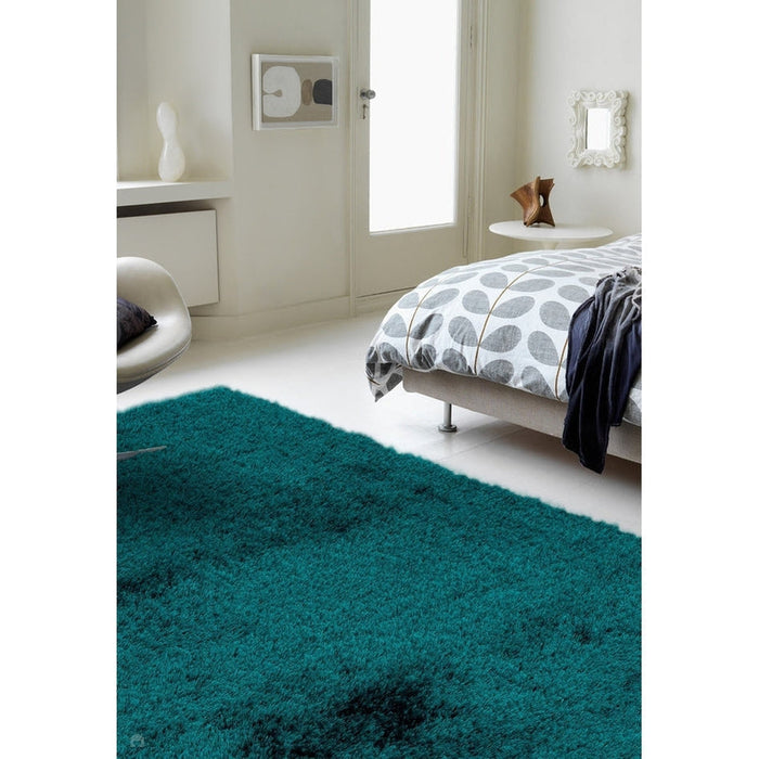 Payton Zacht Shimmer Zijdeachtig Polyester Effen Shaggy Blauwgroen Vloerkleed