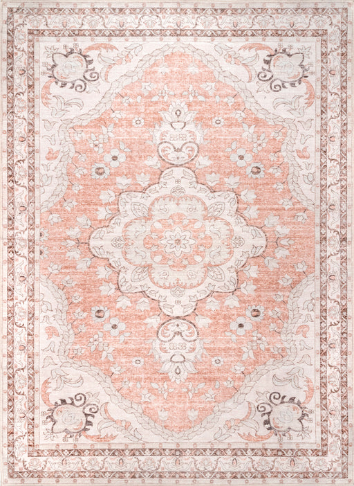 Peach Floral Washable Area Rug 120x180 cm
